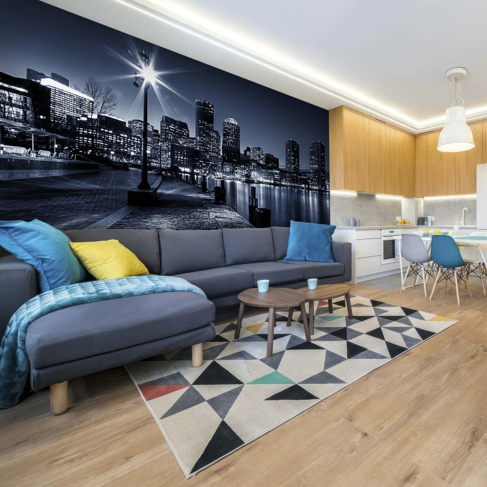 Fotobehang de waterkant van de stad is verlaten