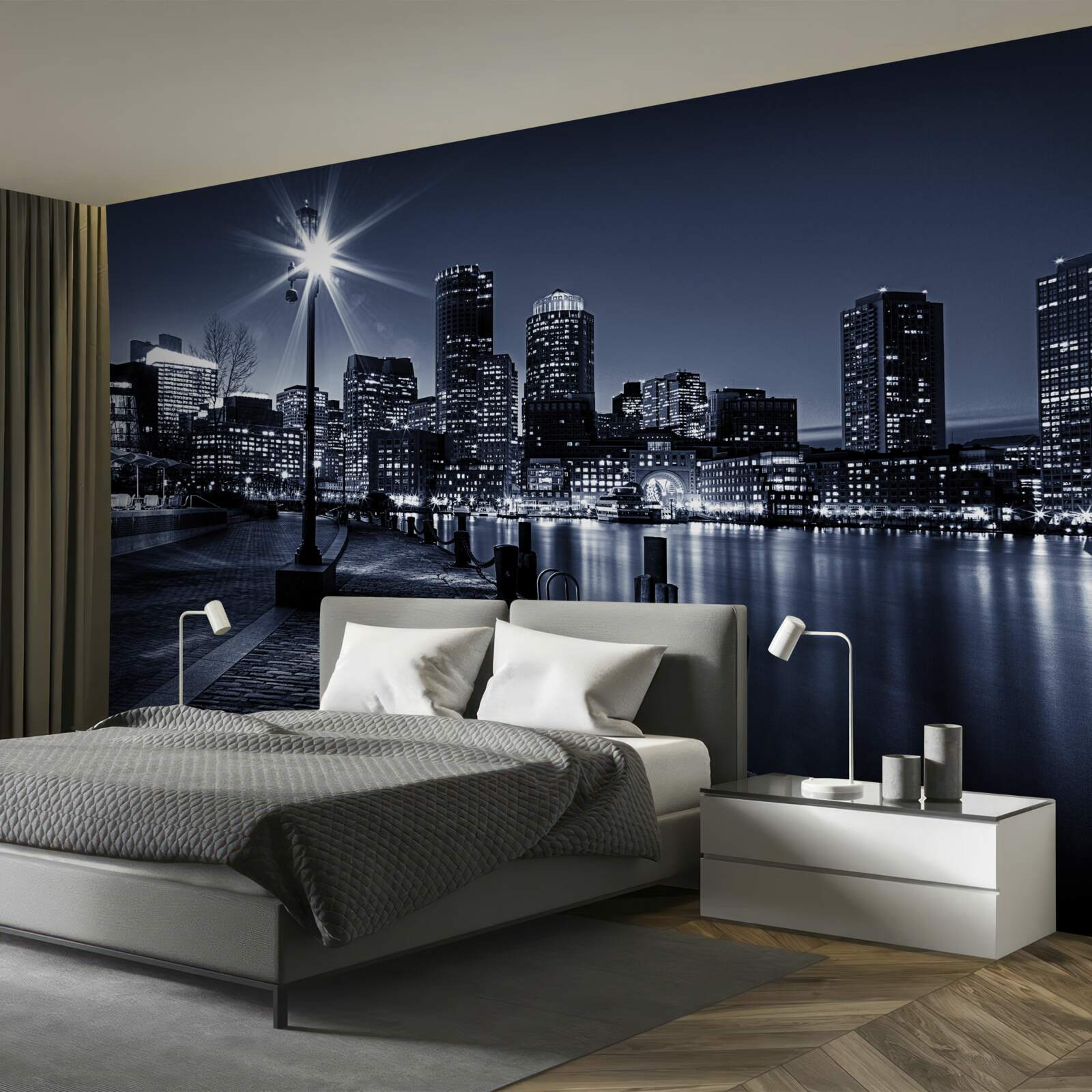 Fotobehang de waterkant van de stad is verlaten