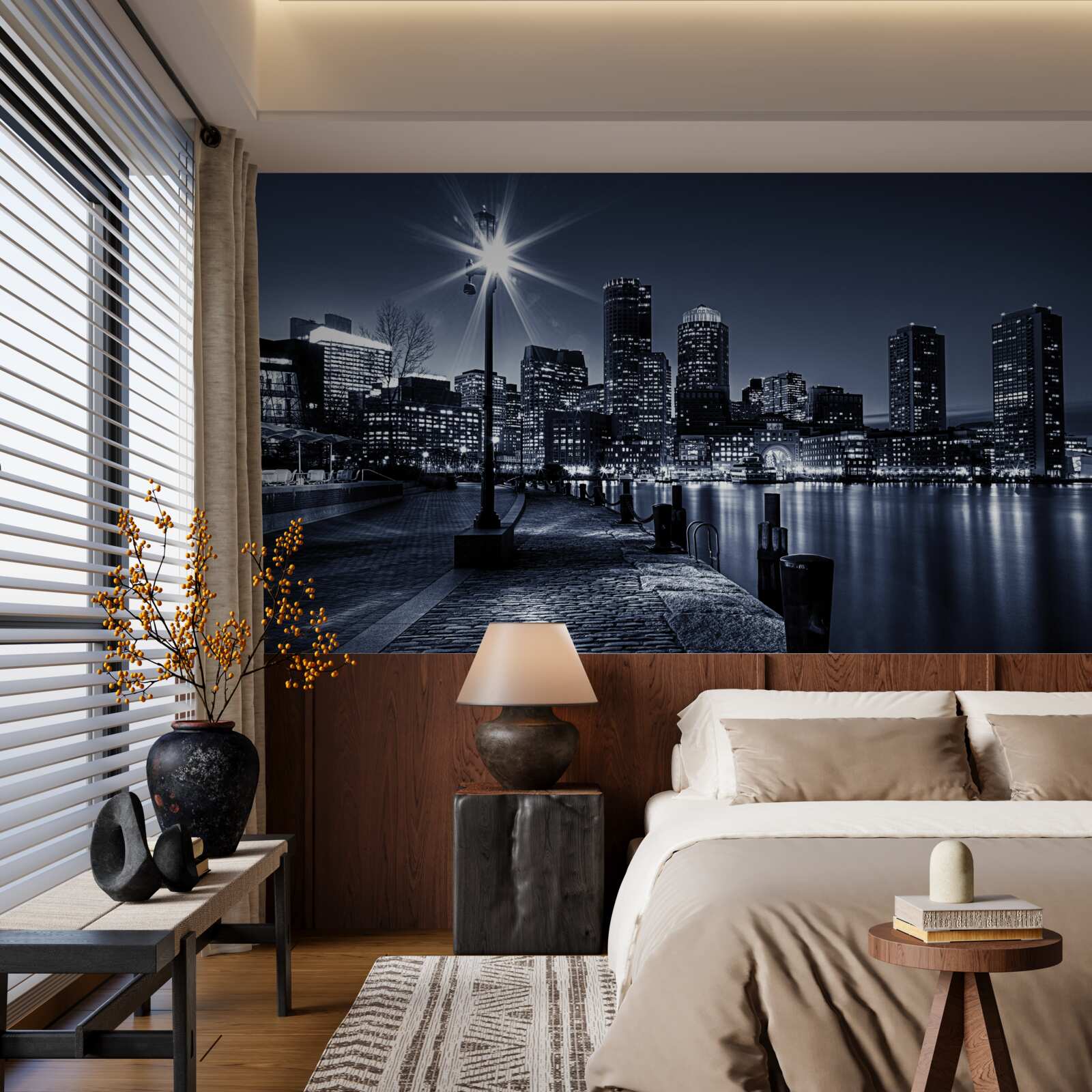 Fotobehang de waterkant van de stad is verlaten