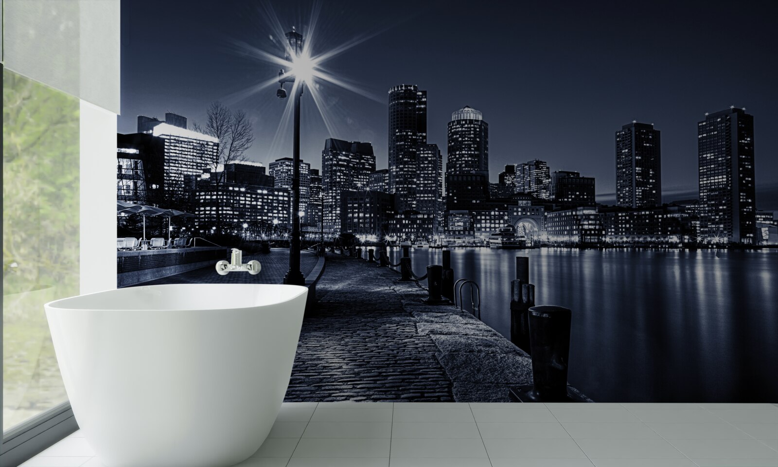 Fotobehang de waterkant van de stad is verlaten