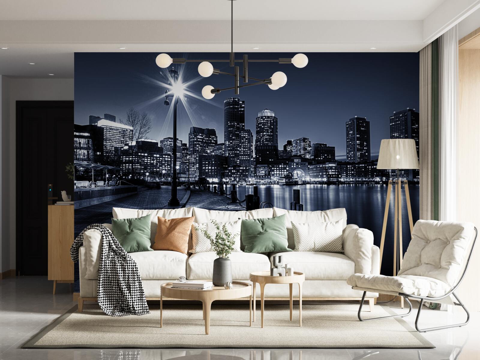 Fotobehang de waterkant van de stad is verlaten