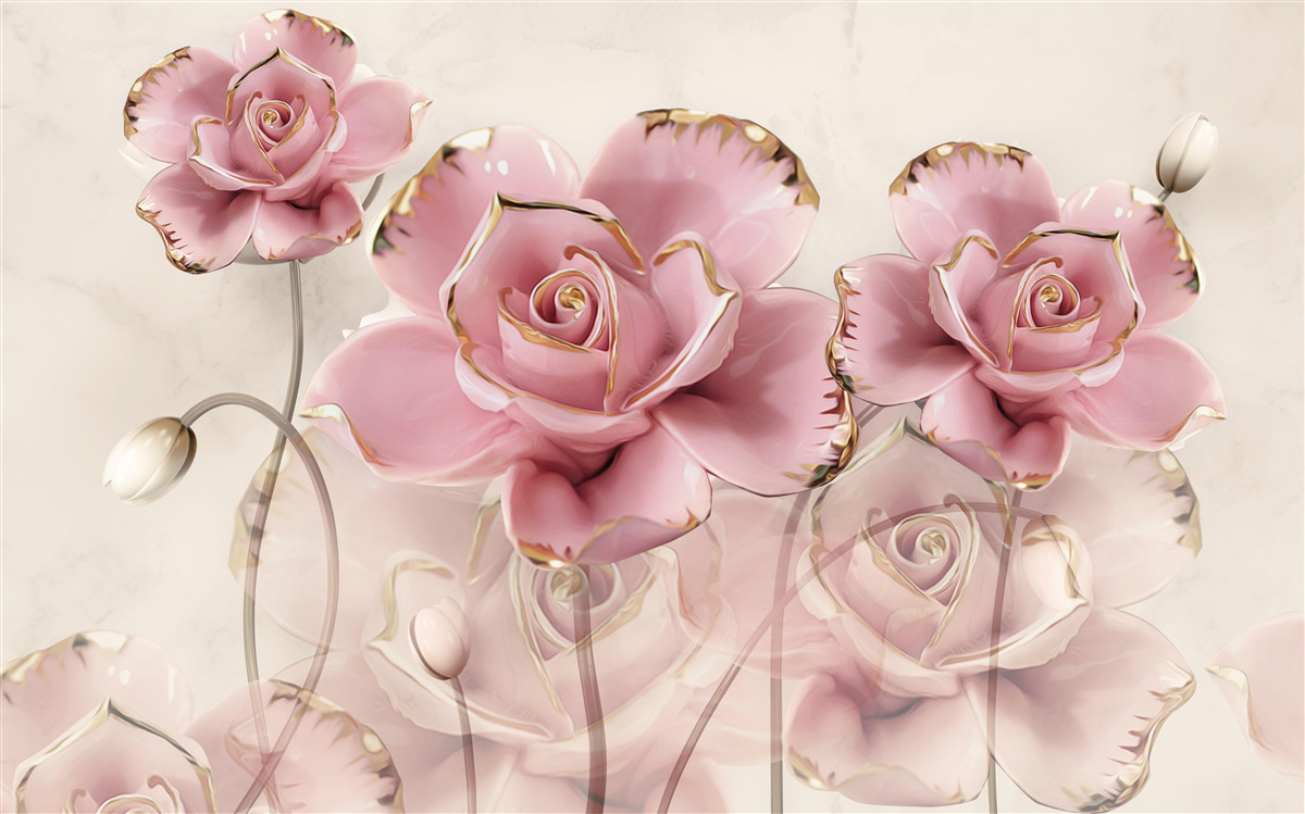 Fotobehang stijlvolle roze roos met delicate wangen