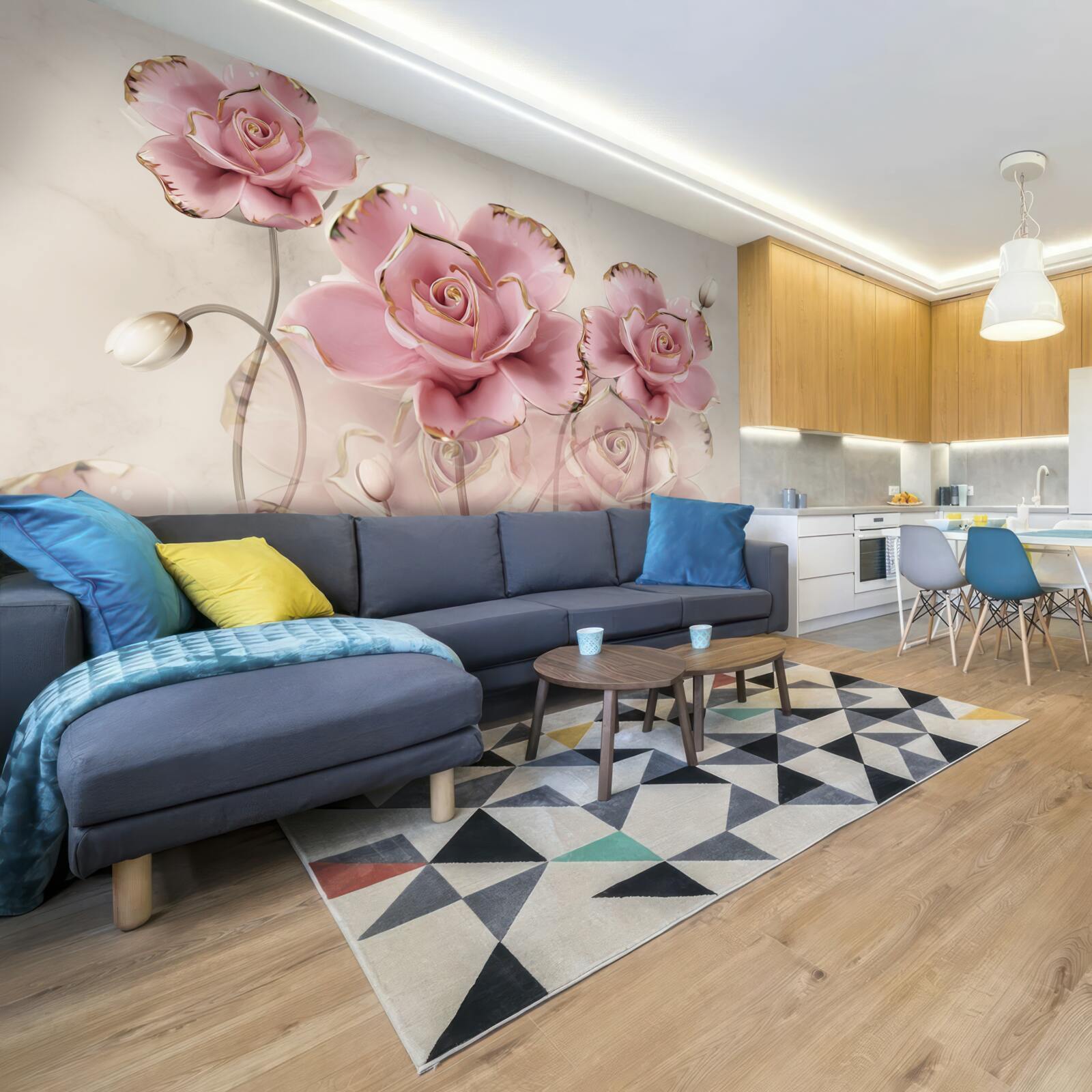 Fotobehang stijlvolle roze roos met delicate wangen