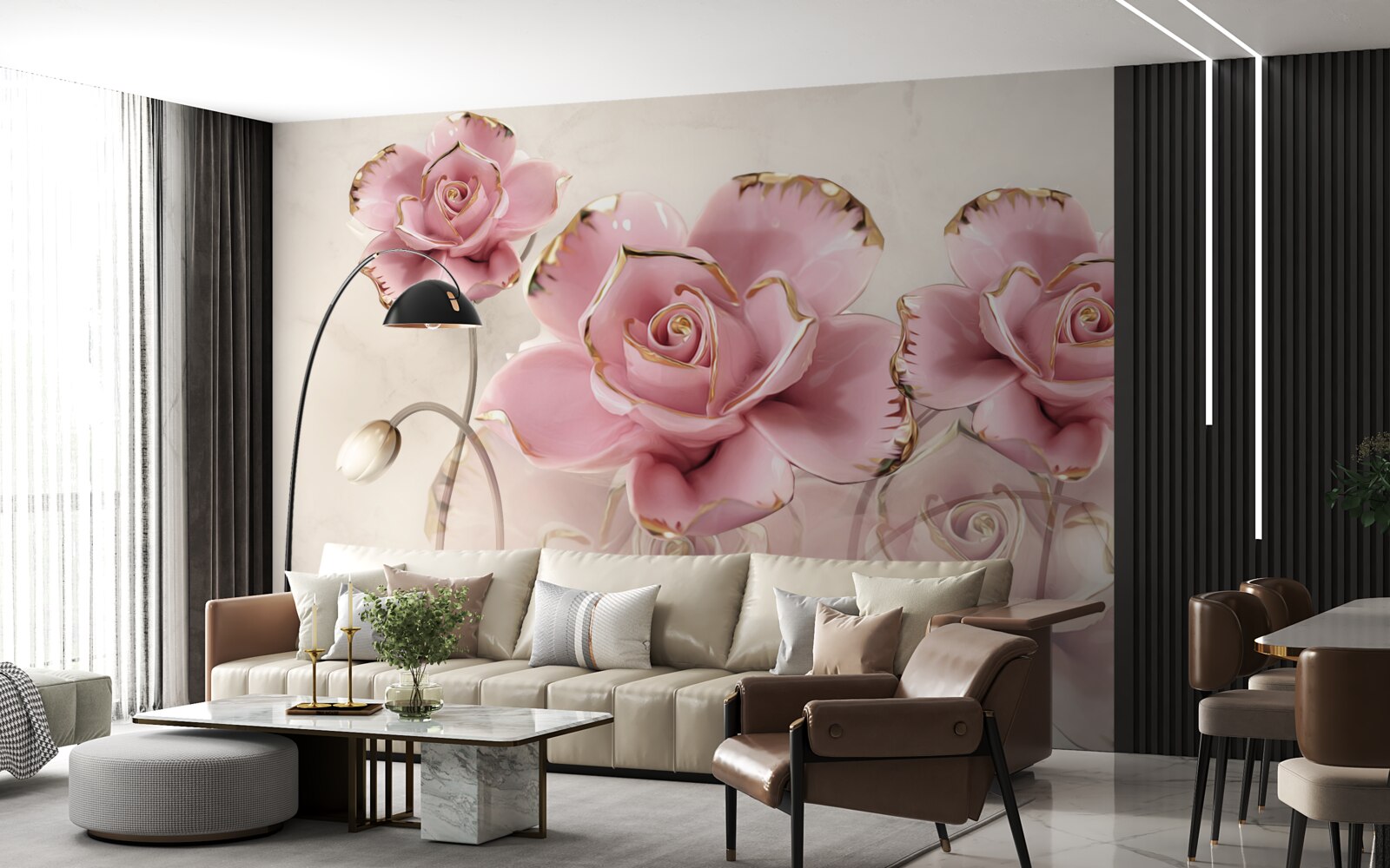 Fotobehang stijlvolle roze roos met delicate wangen