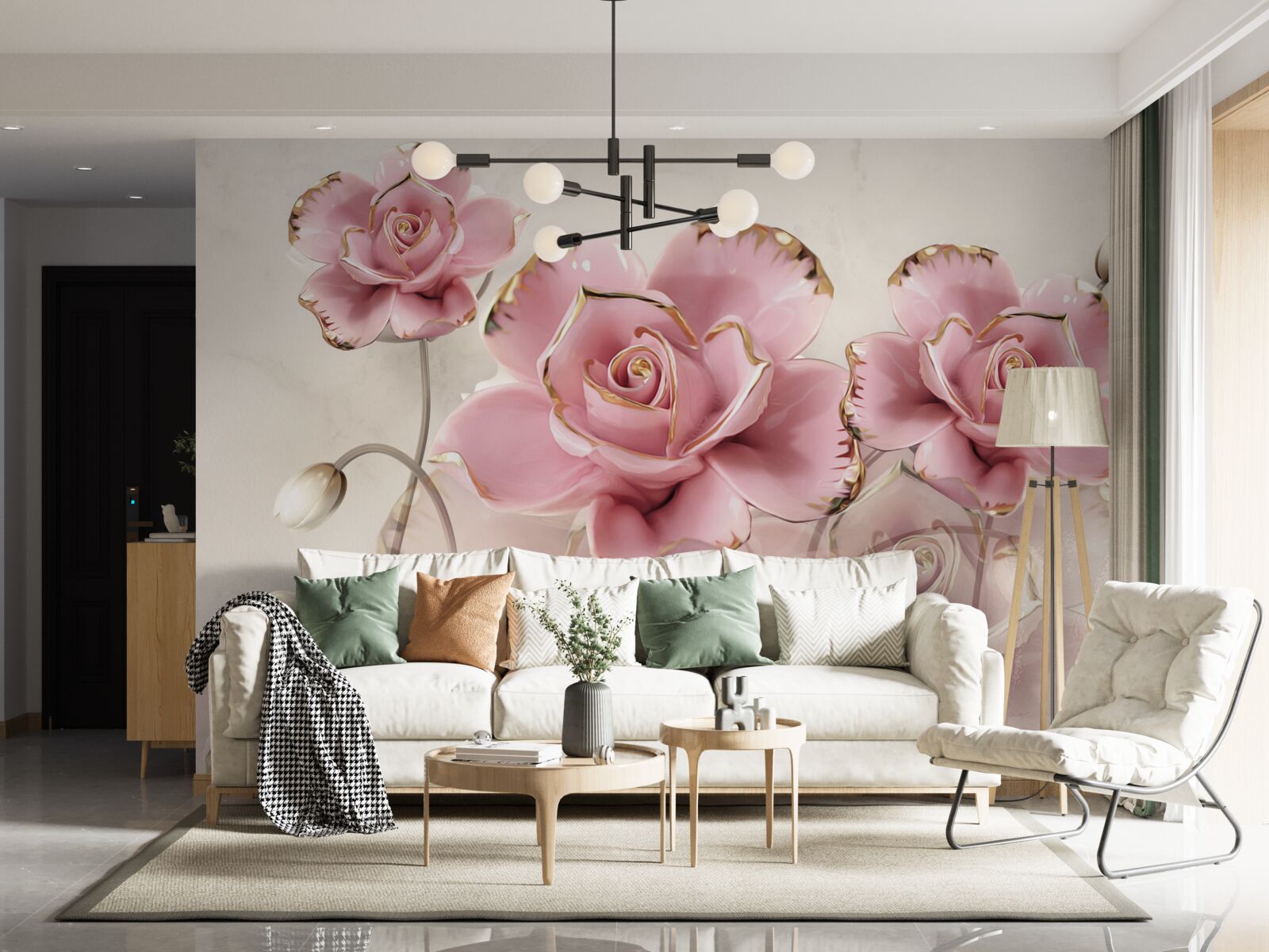 Fotobehang stijlvolle roze roos met delicate wangen