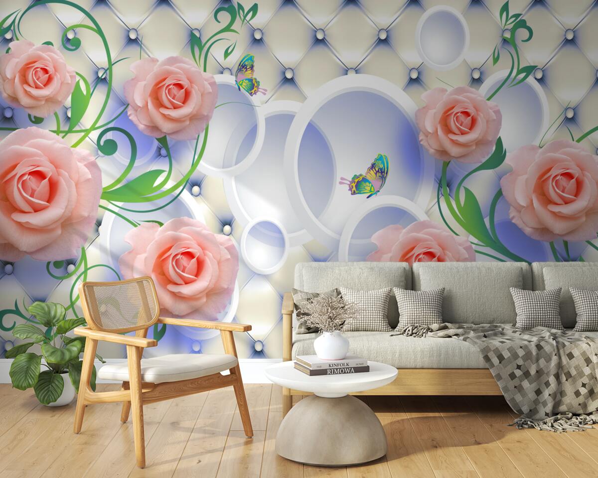 Fotobehang theeroosknoppen bloeien aan de takken