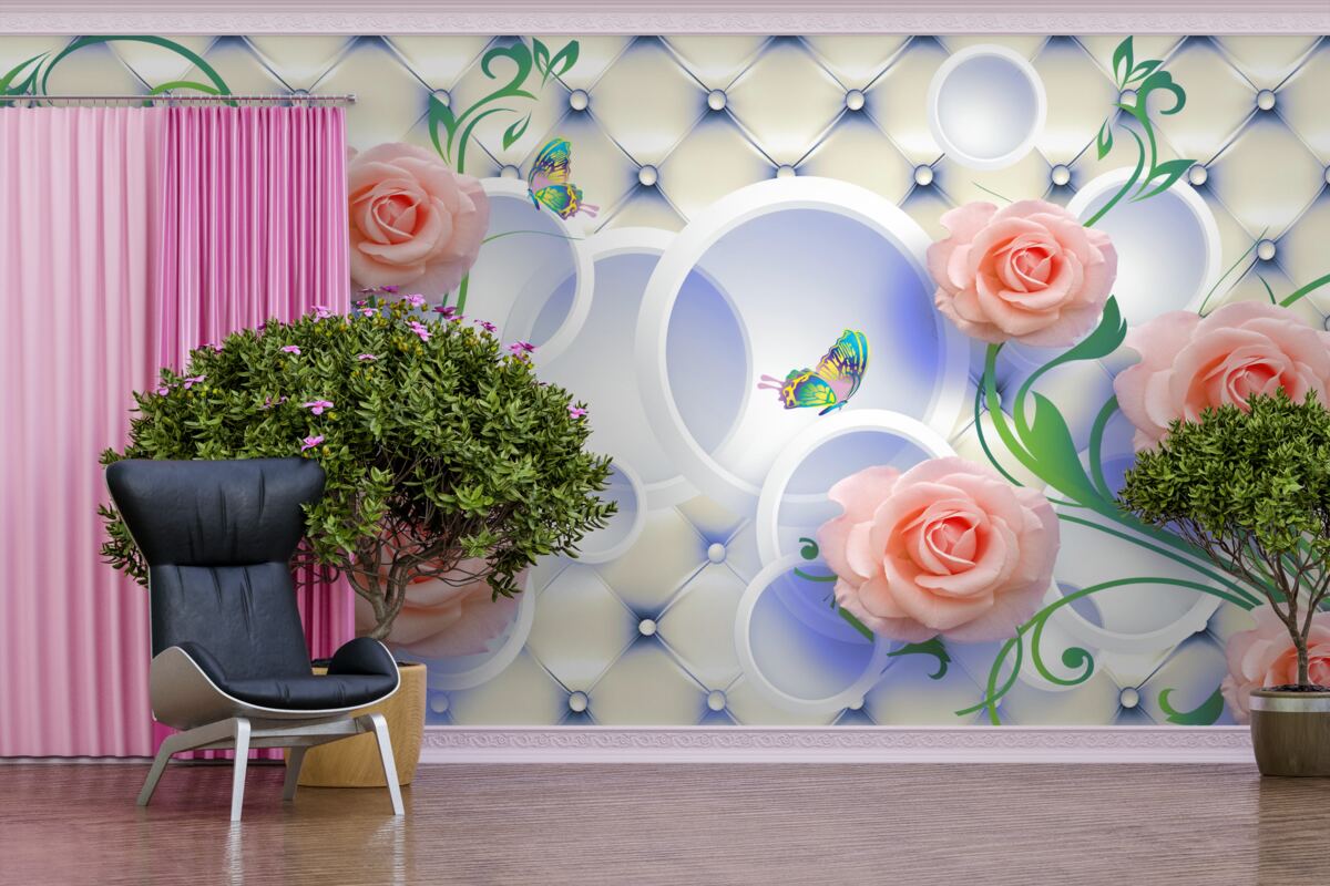 Fotobehang theeroosknoppen bloeien aan de takken