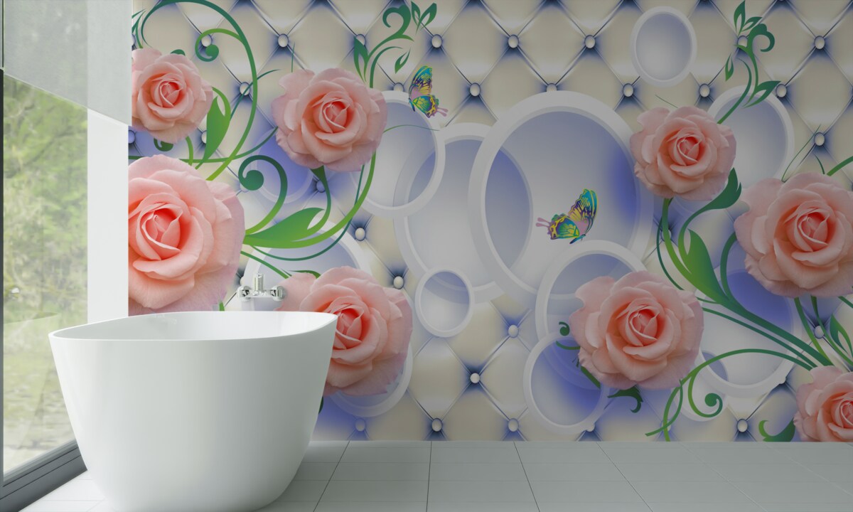 Fotobehang theeroosknoppen bloeien aan de takken