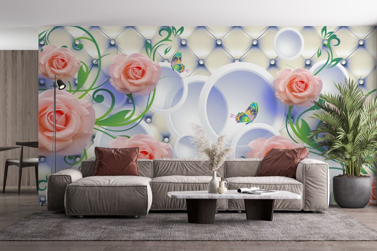 Fotobehang theeroosknoppen bloeien aan de takken