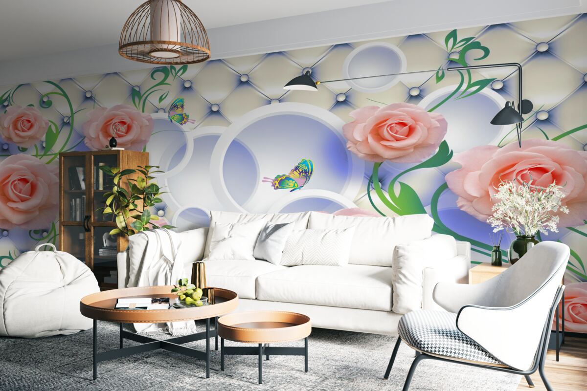 Fotobehang theeroosknoppen bloeien aan de takken