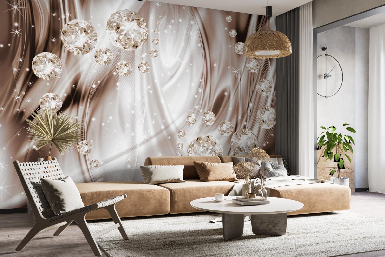 Fotobehang bruine zijde met gouden accessoires