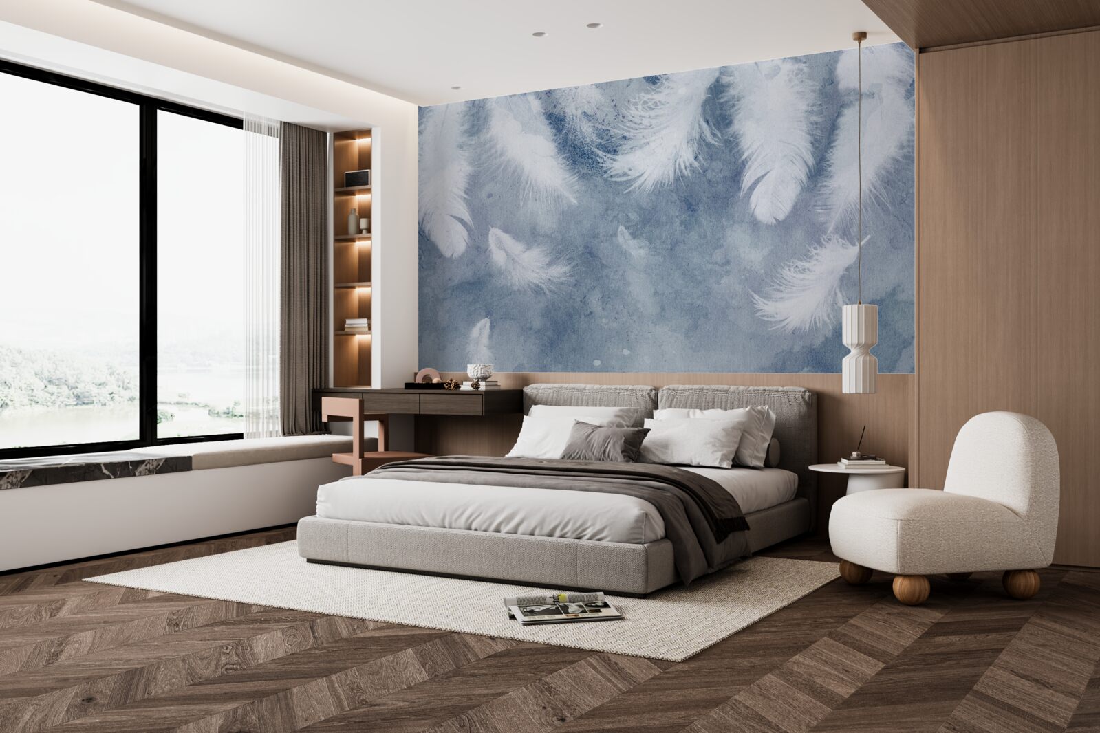 Fotobehang zachte en losse veren