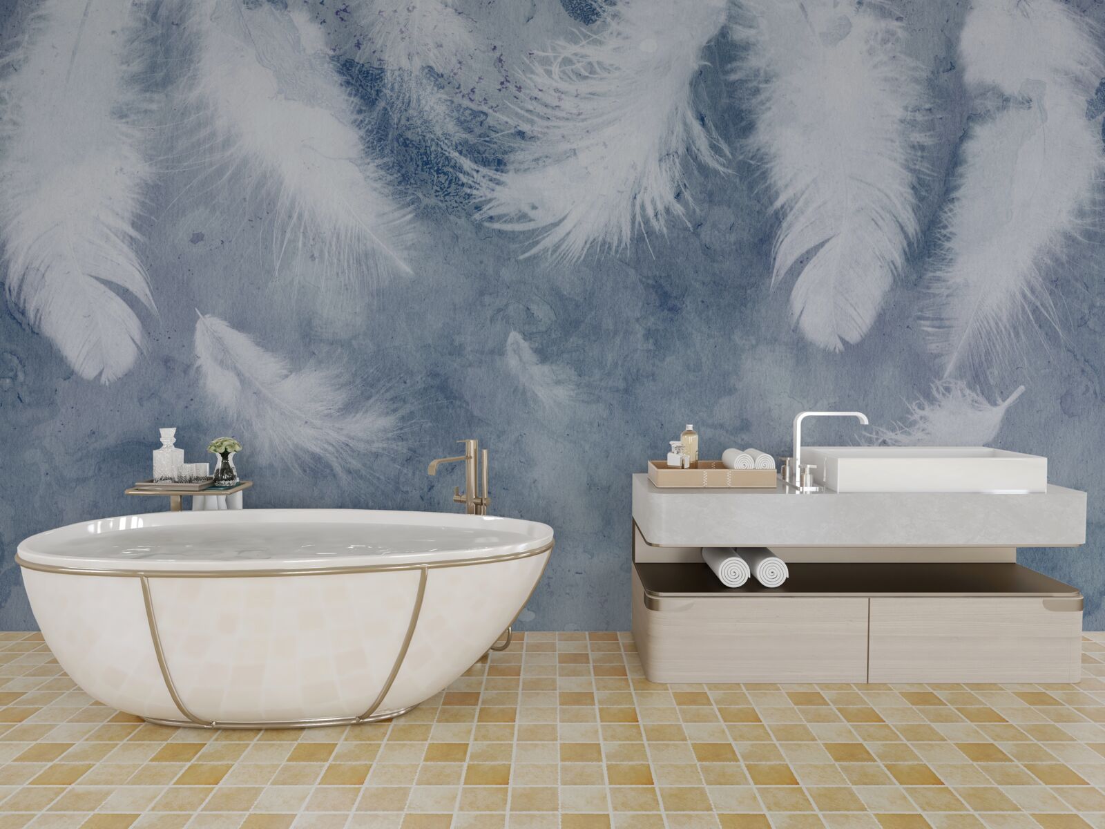 Fotobehang zachte en losse veren