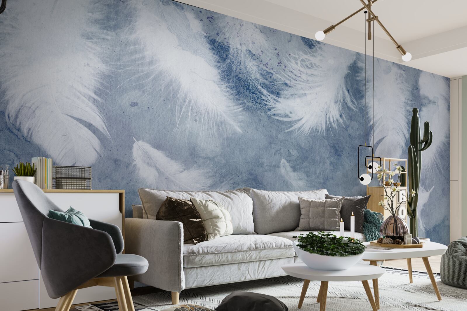 Fotobehang zachte en losse veren