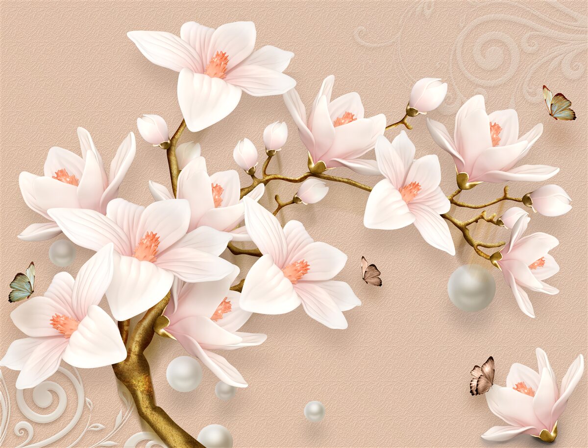 Fotobehang zachte knoppen op een roze basis