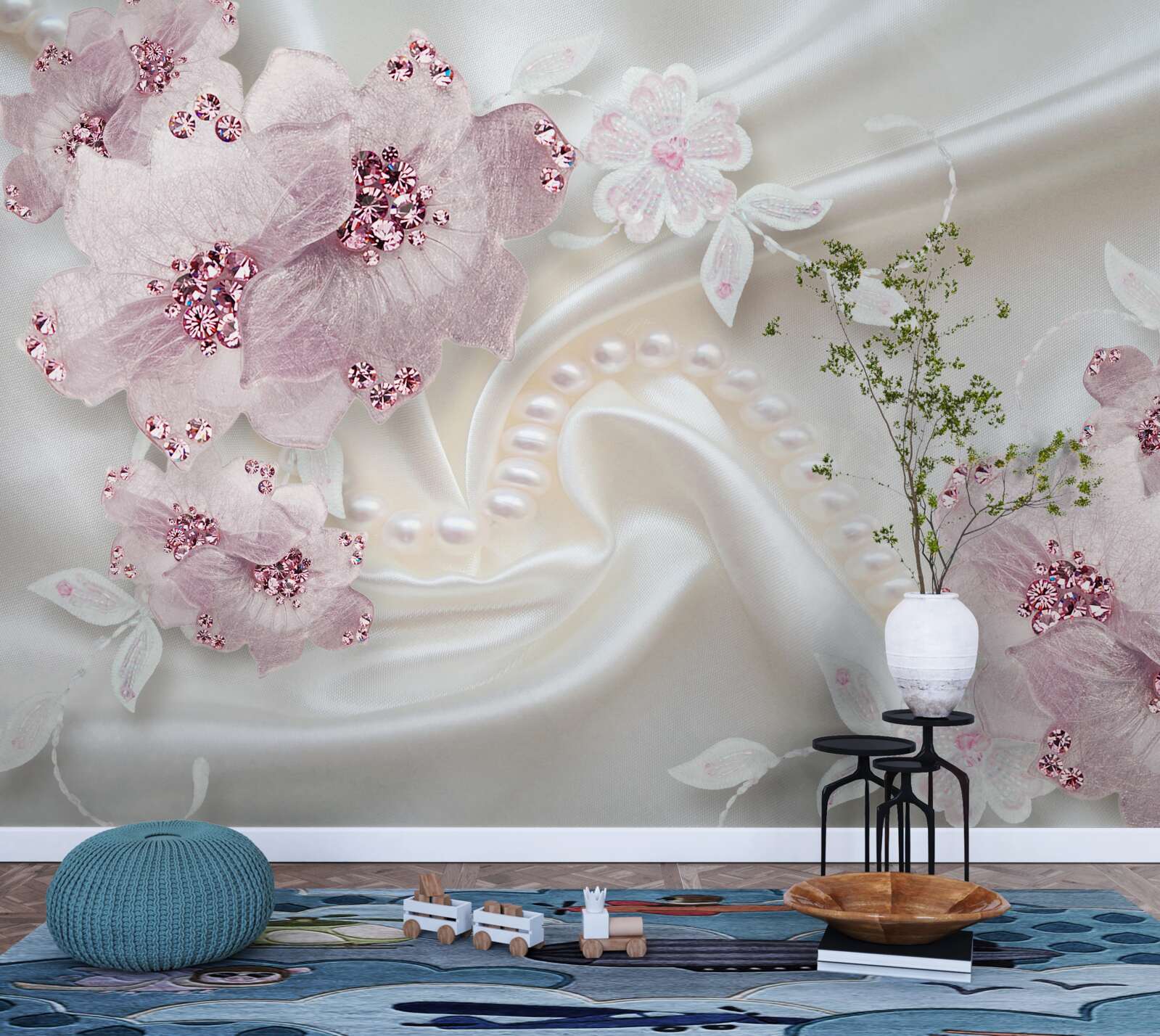 Fotobehang zacht paars textielvlies op zijde