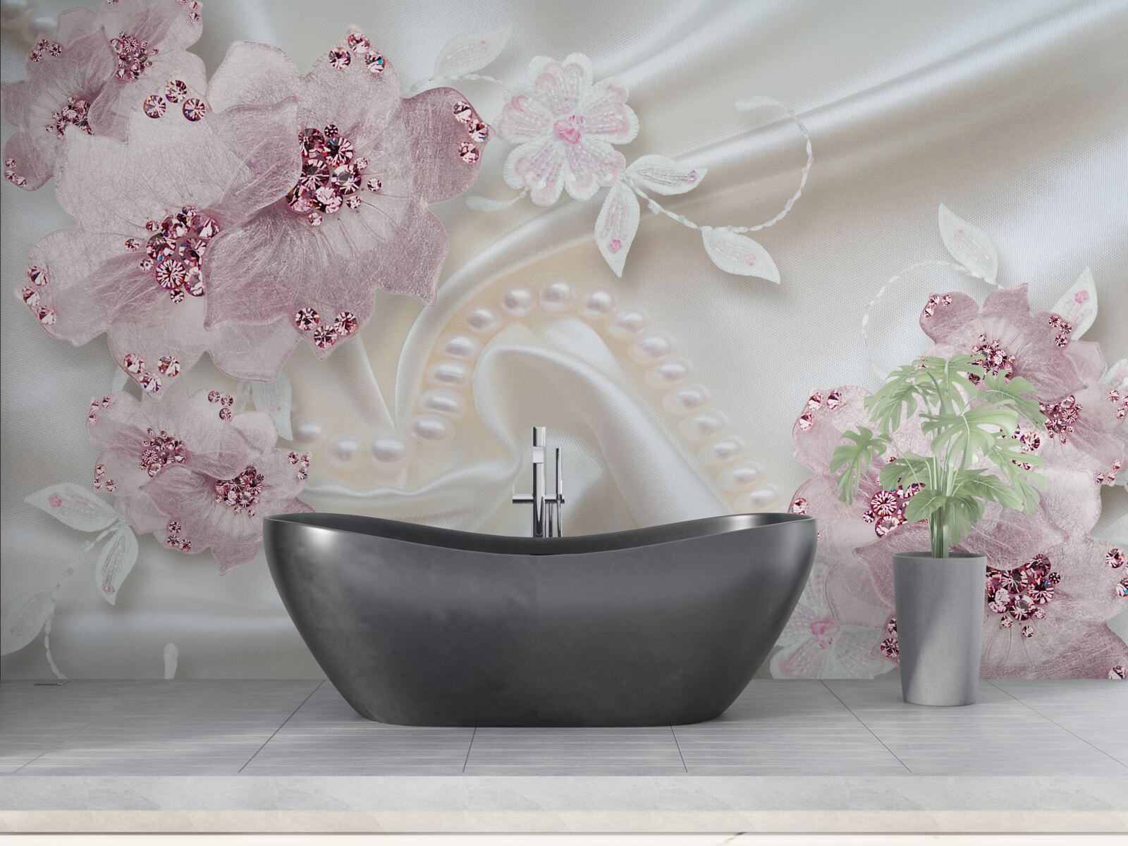 Fotobehang zacht paars textielvlies op zijde