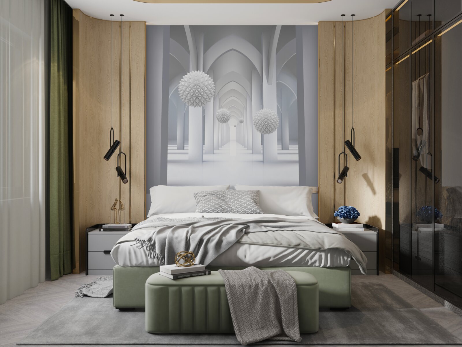 Fotobehang abstracte gotische zuilen