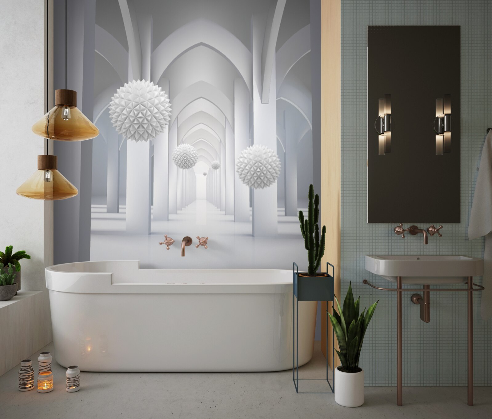 Fotobehang abstracte gotische zuilen