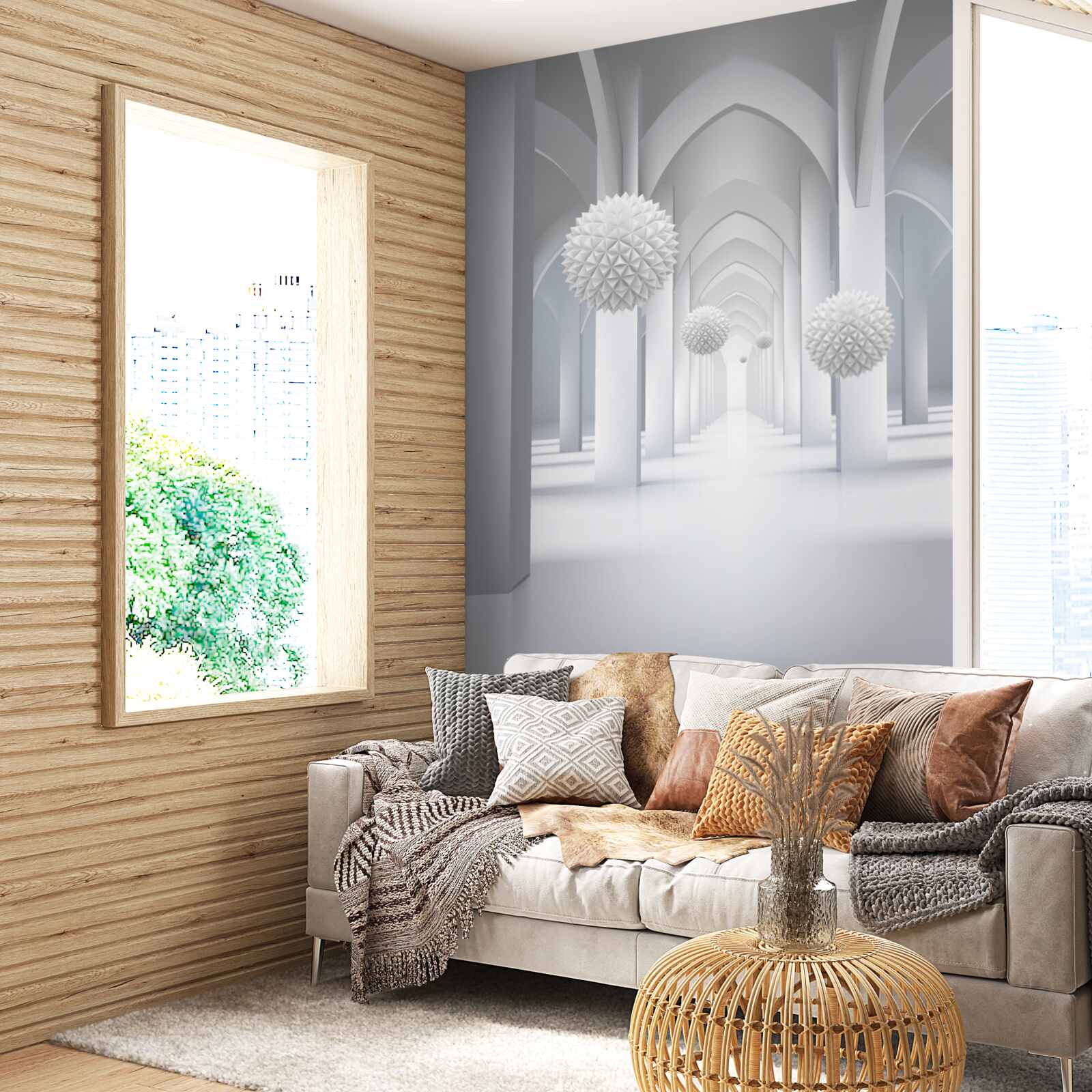 Fotobehang abstracte gotische zuilen