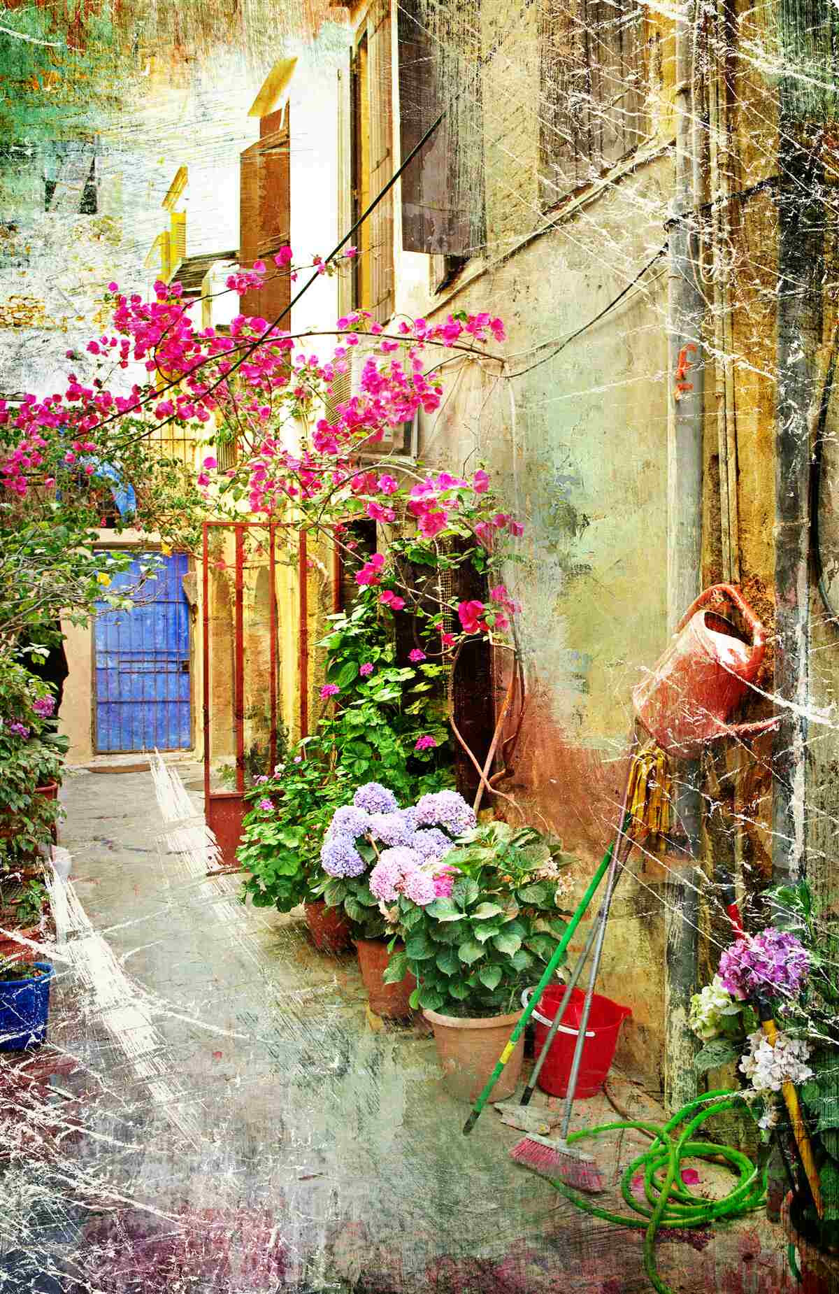 Fotobehang comfortabele binnenplaats voor gasten