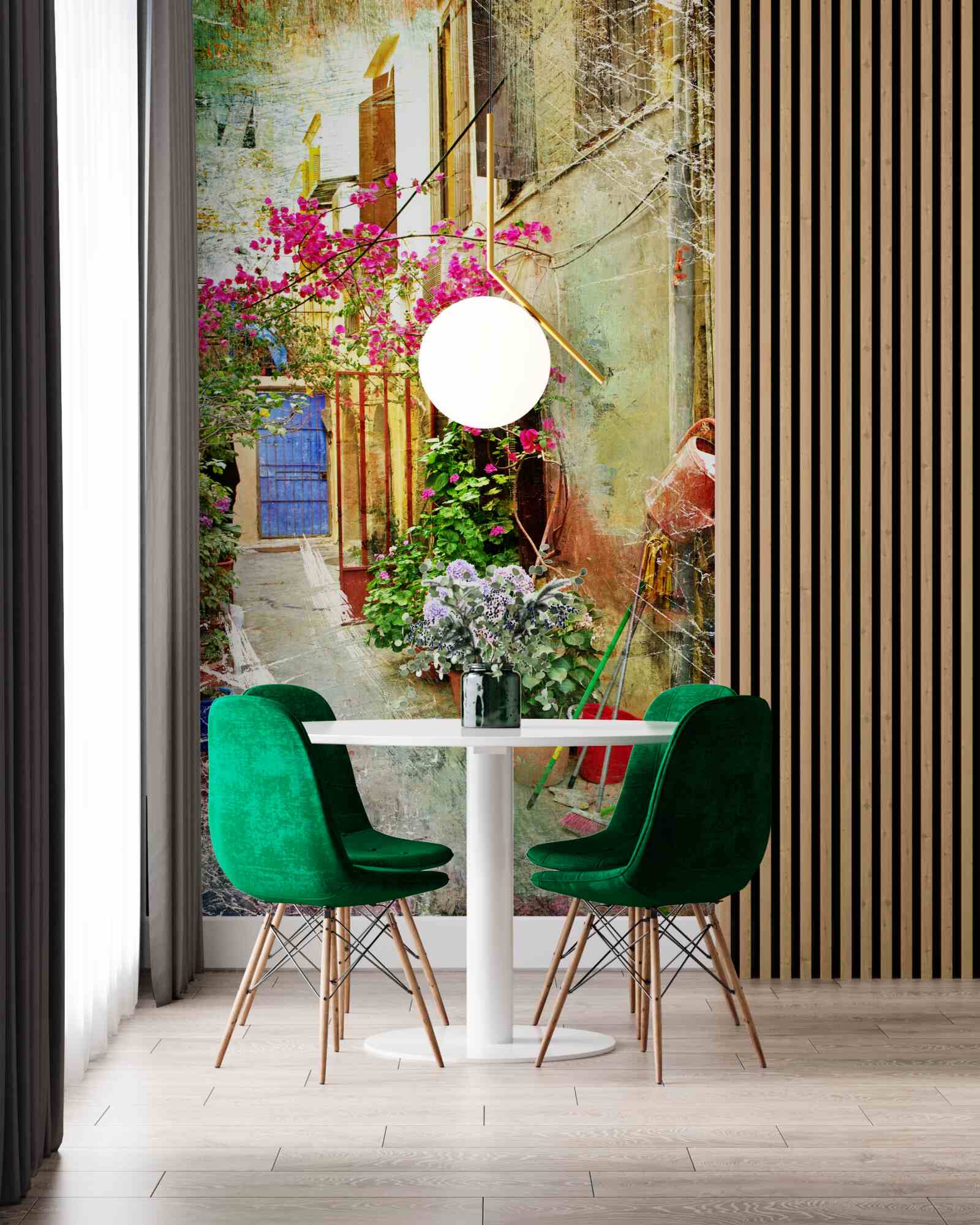 Fotobehang comfortabele binnenplaats voor gasten