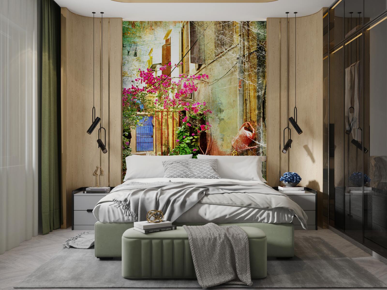 Fotobehang comfortabele binnenplaats voor gasten