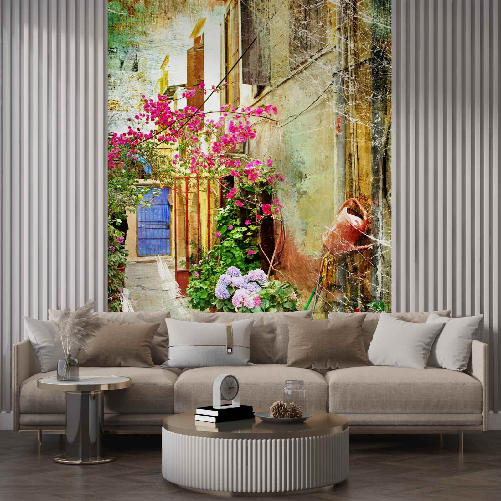 Fotobehang comfortabele binnenplaats voor gasten