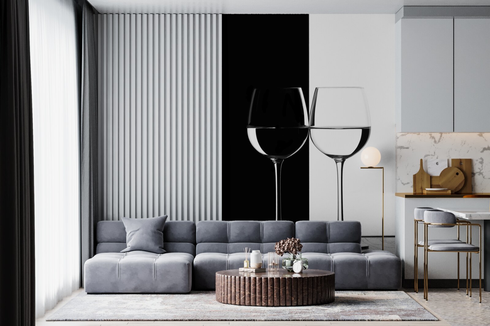 Fotobehang glazen op lichte en donkere achtergrond