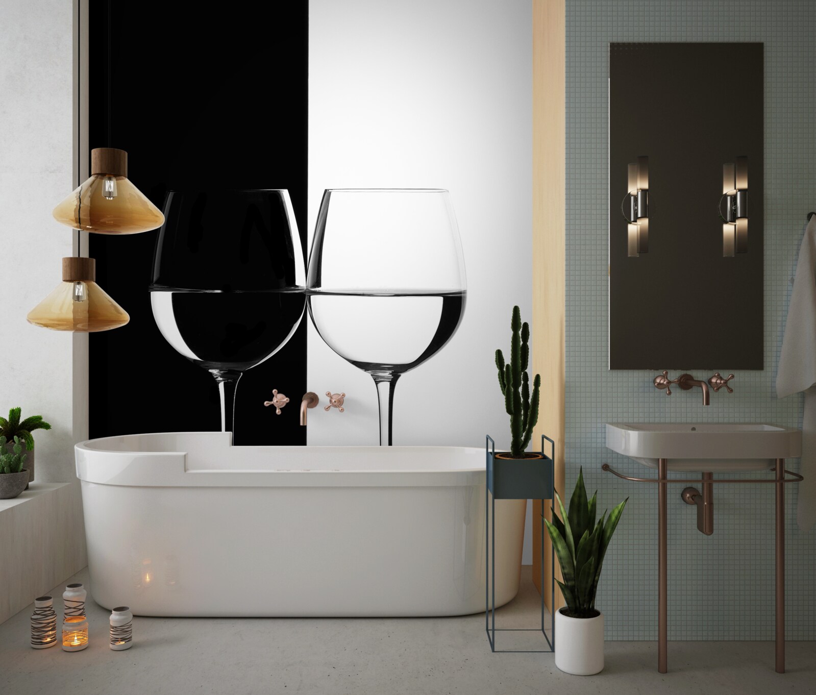 Fotobehang glazen op lichte en donkere achtergrond