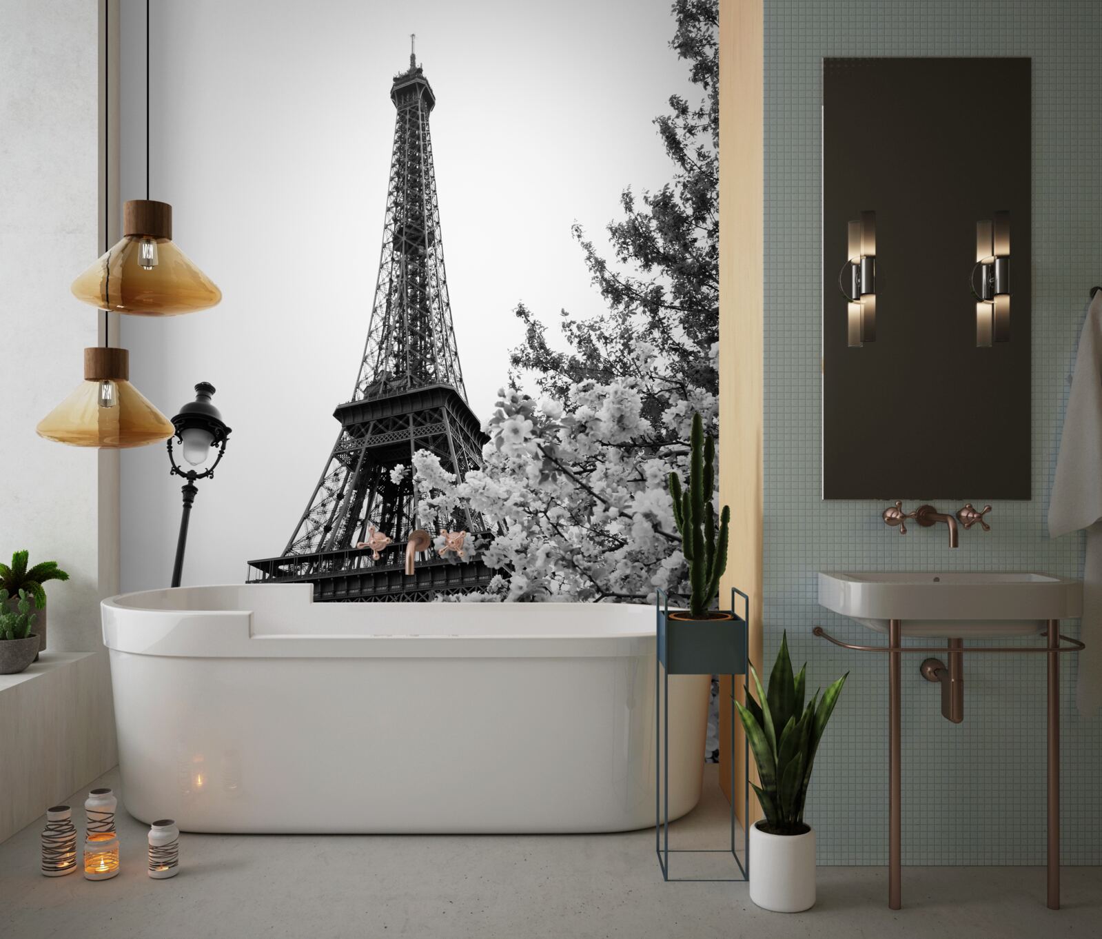 Fotobehang eiffeltoren in zwart-wit