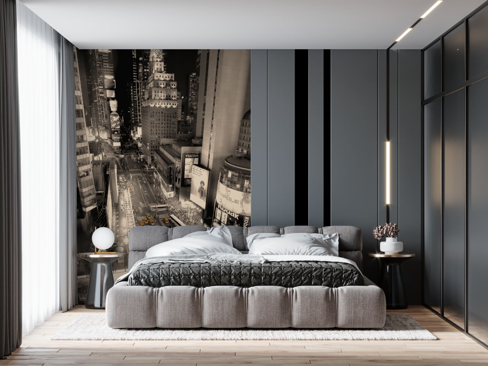 Fotobehang times square en gele taxi's