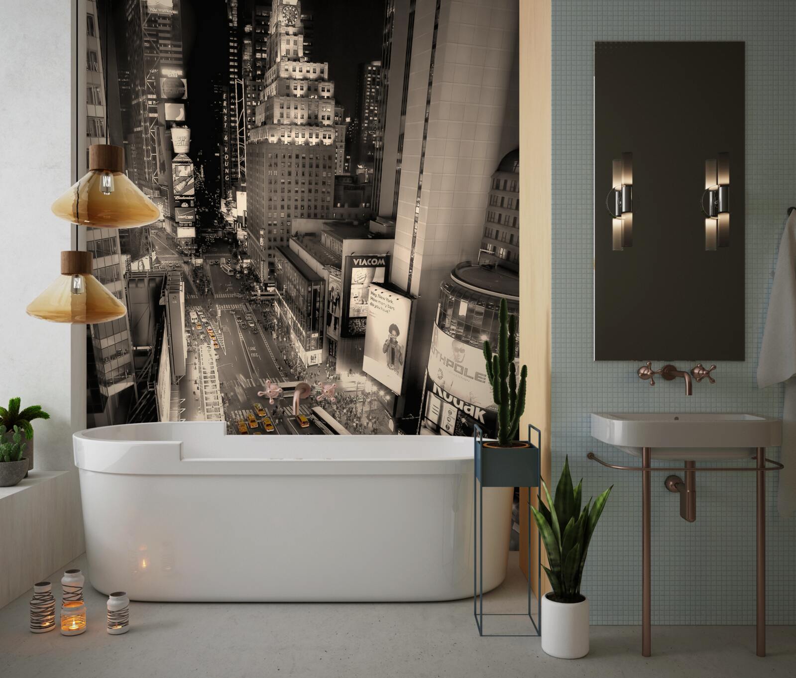 Fotobehang times square en gele taxi's