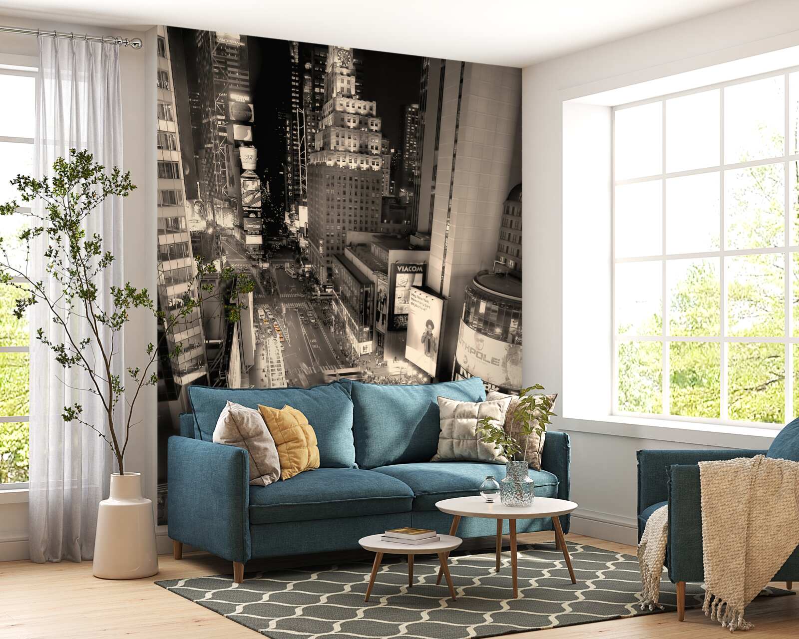 Fotobehang times square en gele taxi's