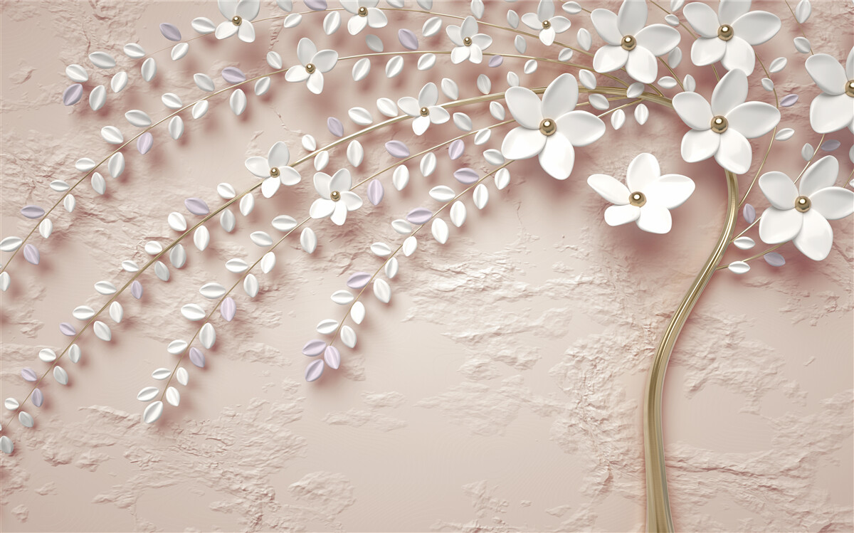 Fotobehang bloeiende boom met kleine bloemen