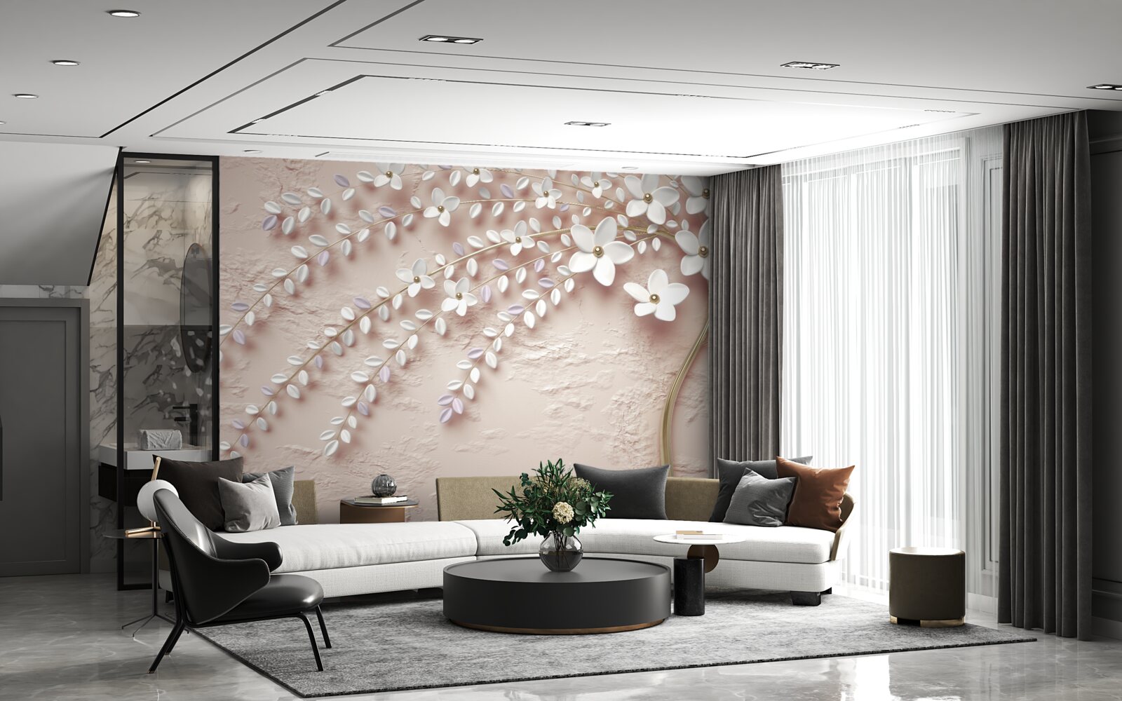 Fotobehang bloeiende boom met kleine bloemen