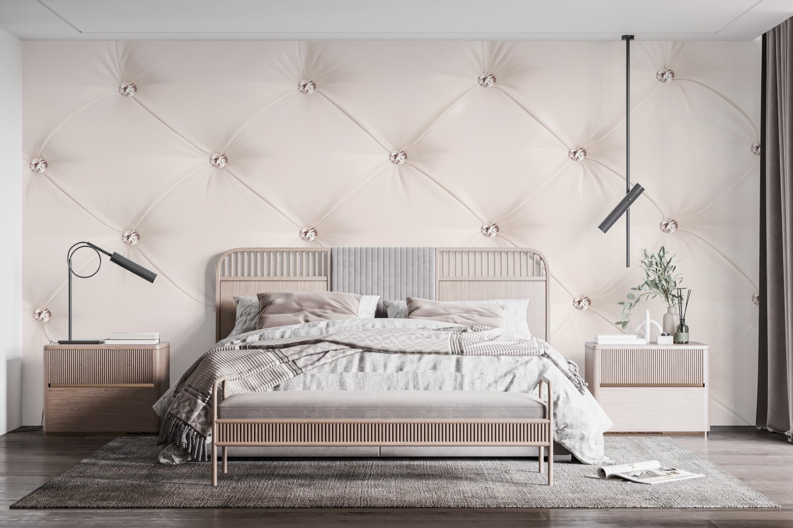 Fotobehang parelroze eco-leer