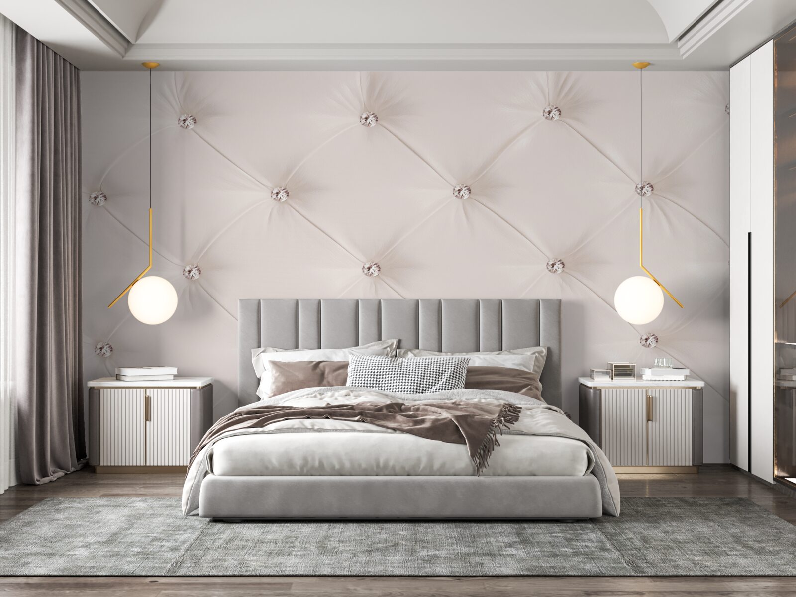 Fotobehang parelroze eco-leer