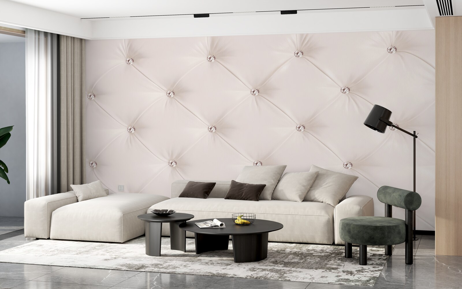 Fotobehang parelroze eco-leer