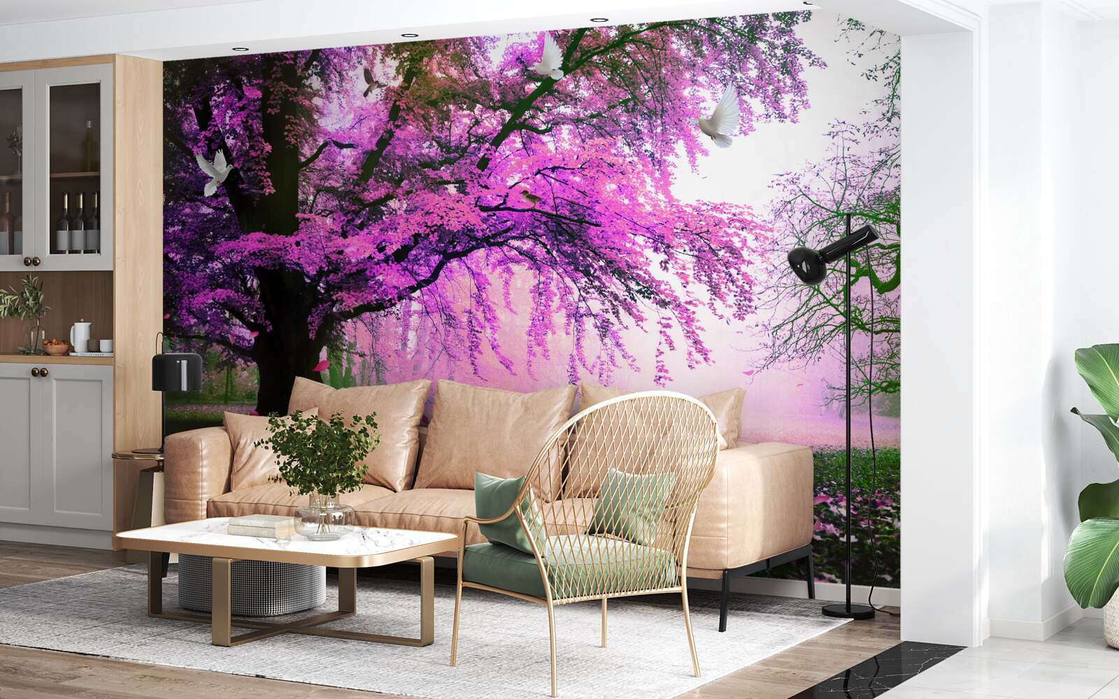 Fotobehang Betoverende kleuren van kersenbloesems