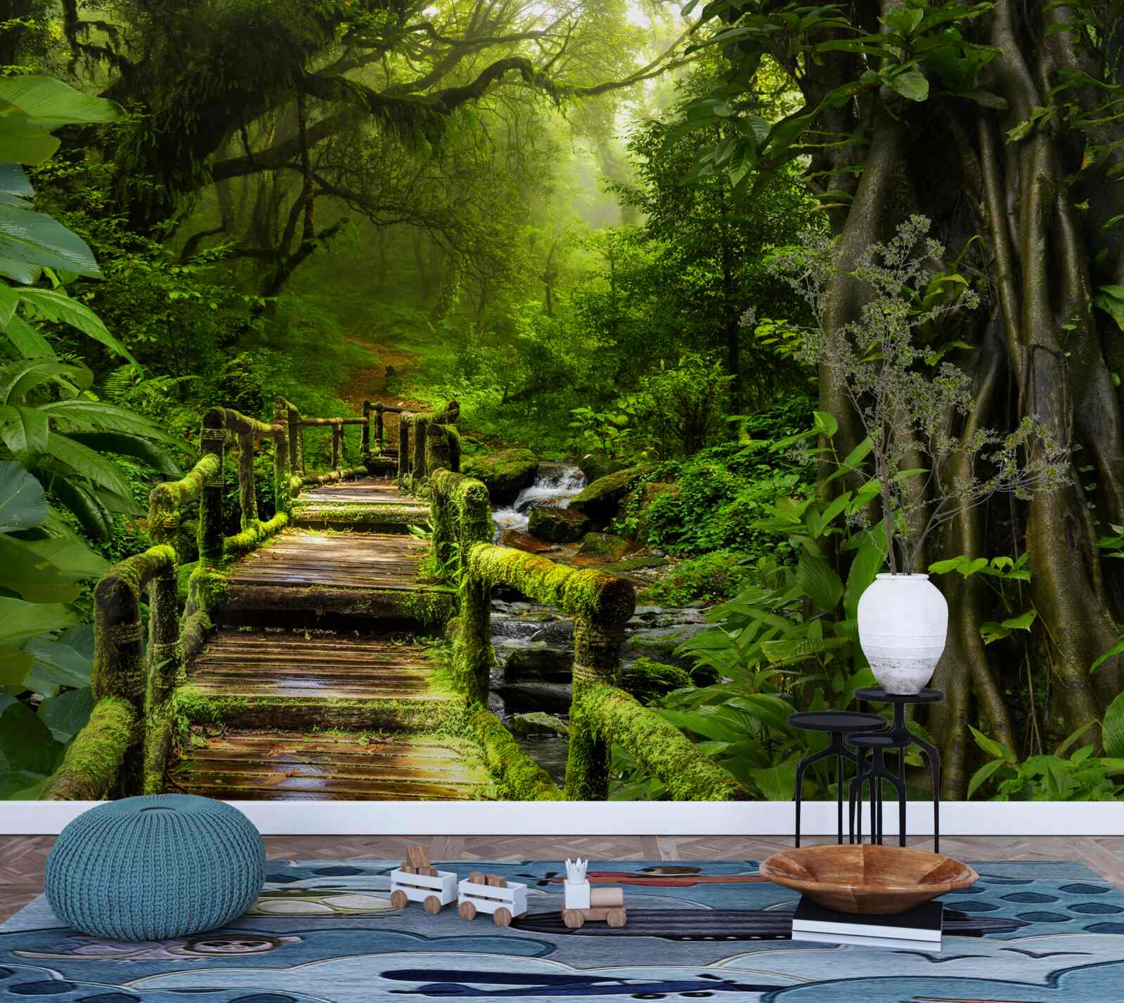 Fotobehang in de Aziatische jungle is er een waterval