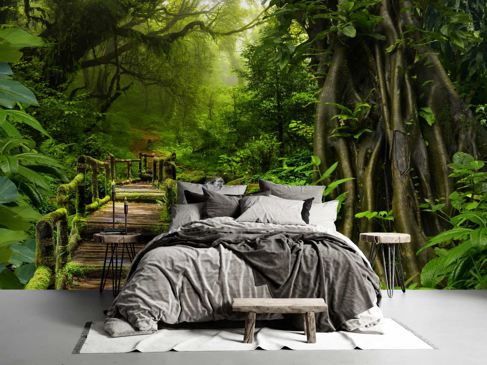 Fotobehang in de Aziatische jungle is er een waterval