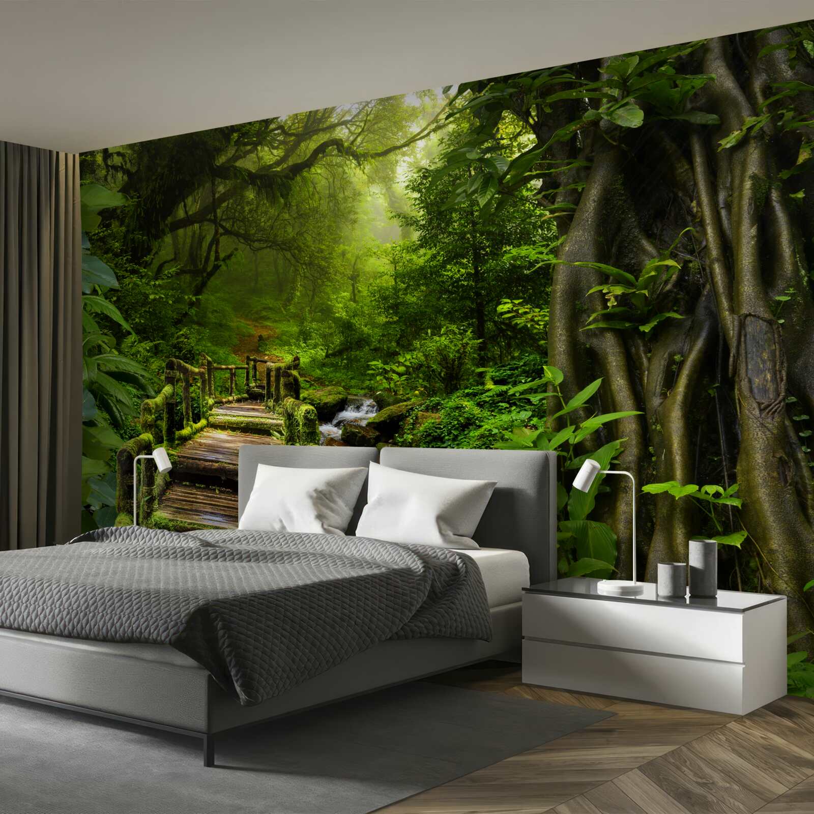 Fotobehang in de Aziatische jungle is er een waterval