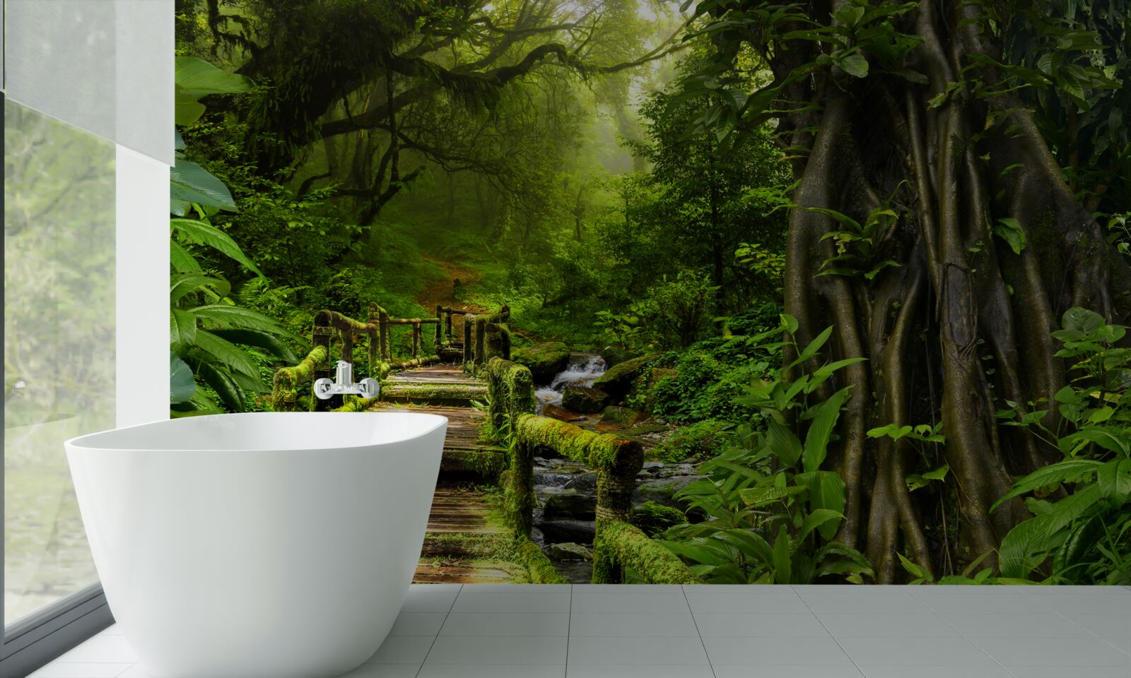 Fotobehang in de Aziatische jungle is er een waterval