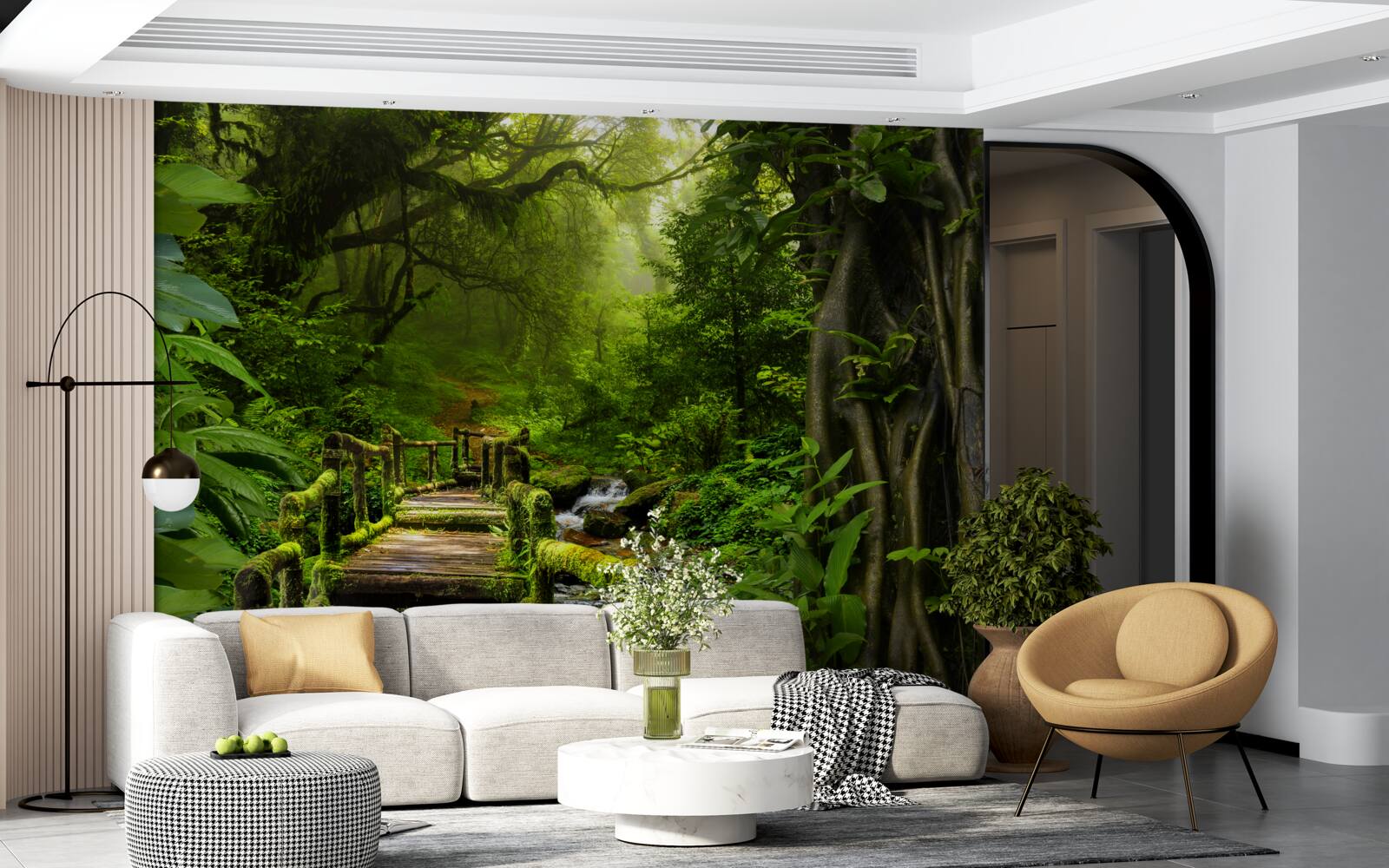 Fotobehang in de Aziatische jungle is er een waterval