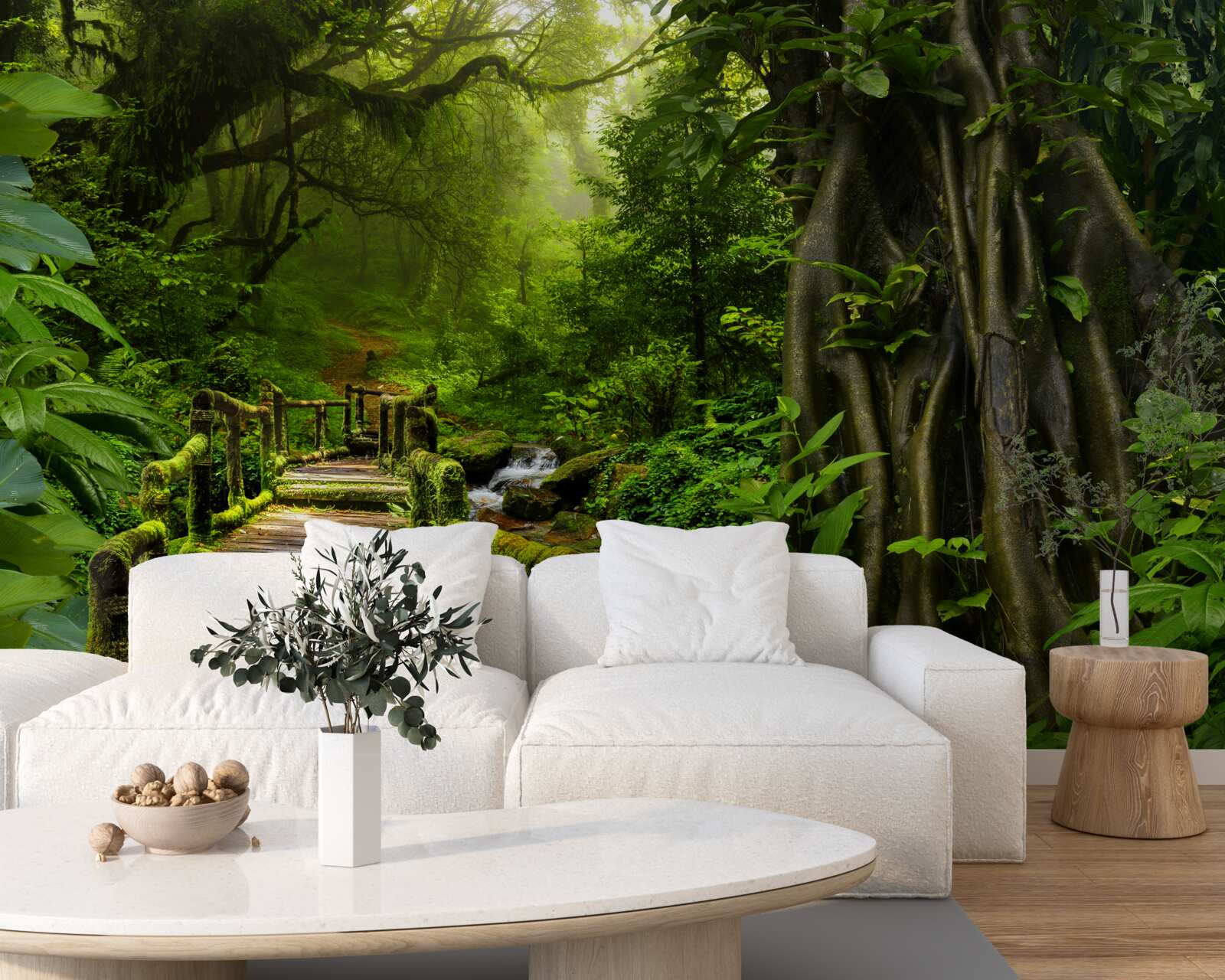 Fotobehang in de Aziatische jungle is er een waterval