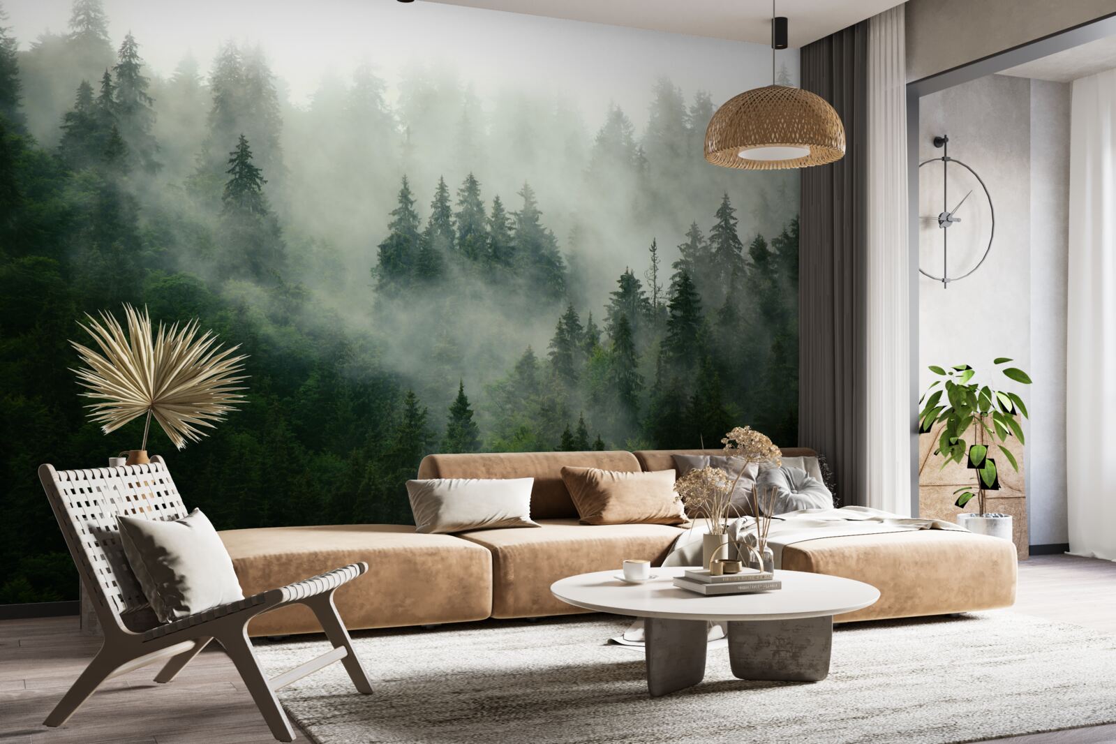 Fotobehang duisternis tussen de sparren en dennen