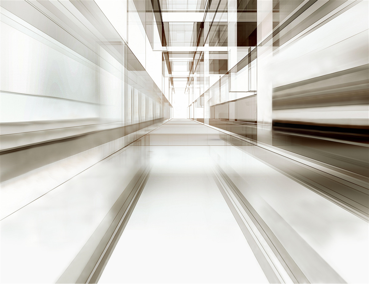 Fotobehang er is een lichtgrijze tunnel in de toekomst