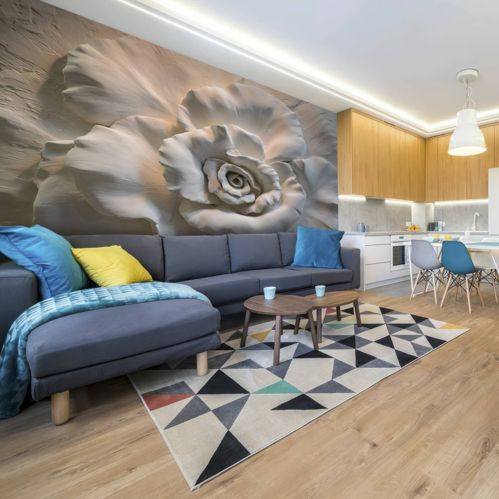 Fotobehang close-up van een grote witte roos