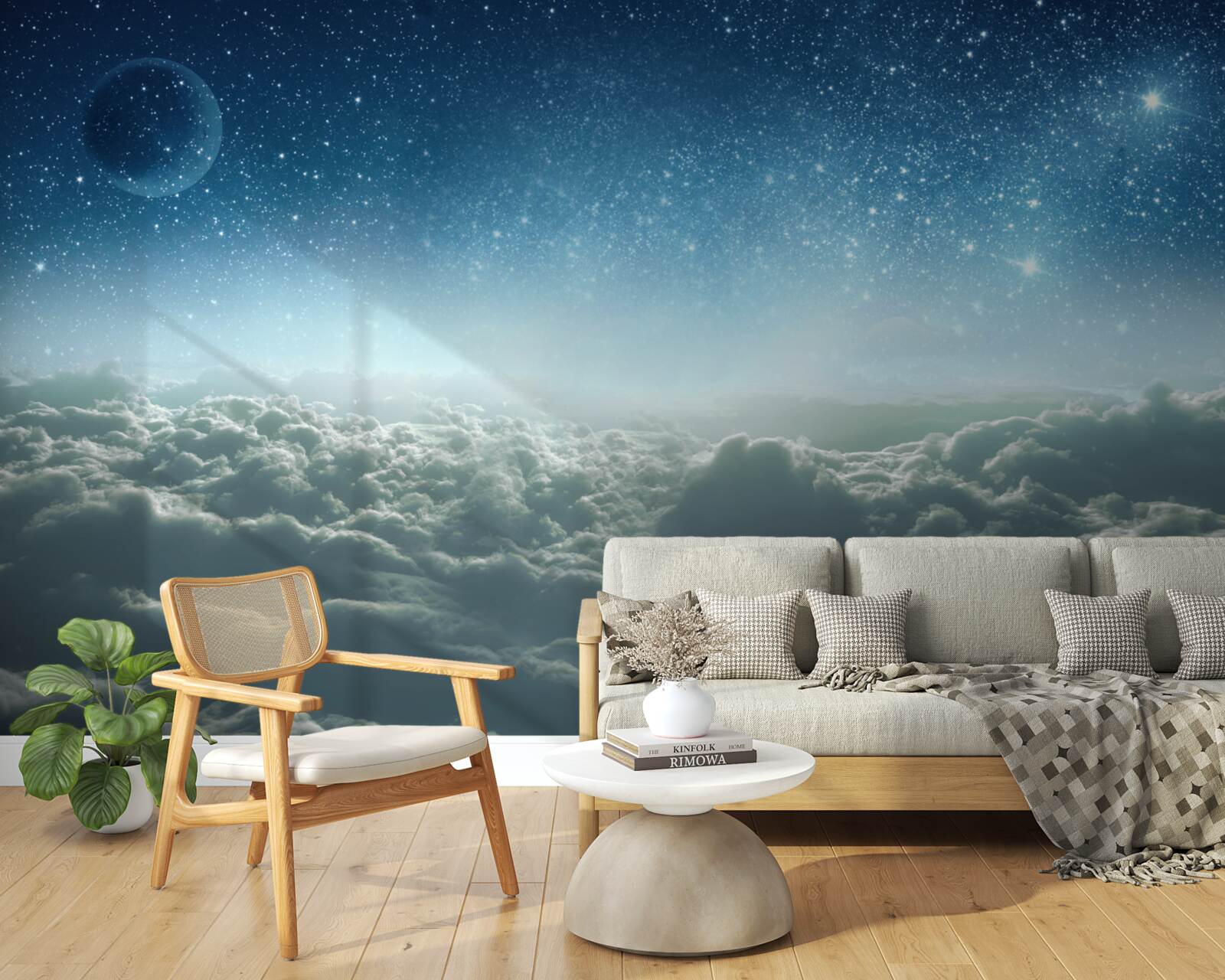 Fotobehang betoverende bewolkte majesteiten op een sterrennacht